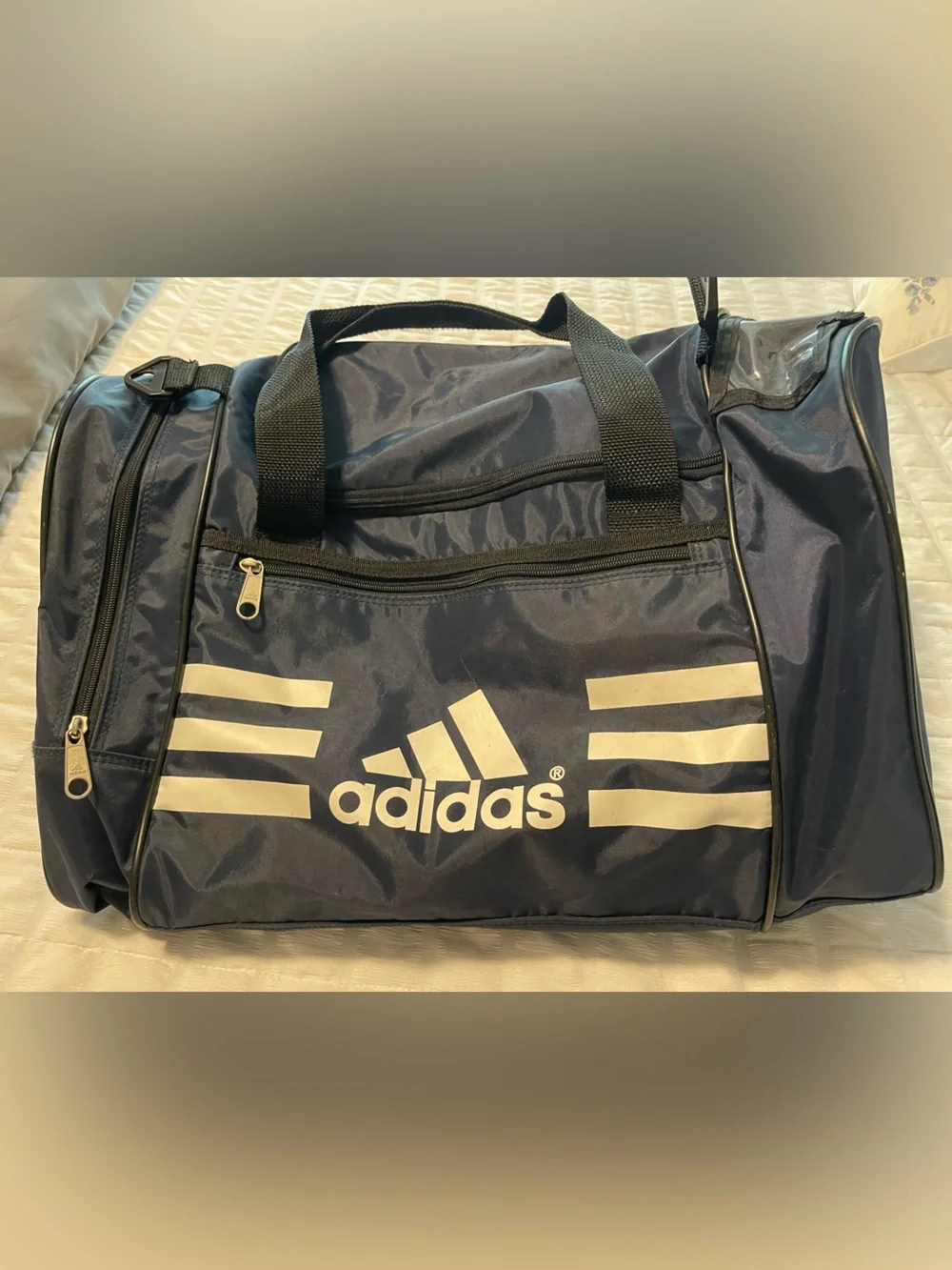 adidas Navy Duffel Bag with White Logo